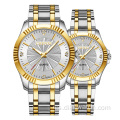 CHENXI nuevo reloj de cuarzo para hombre y mujer, reloj de acero inoxidable resistente al agua a la moda, reloj de pulsera dorado de lujo 050A